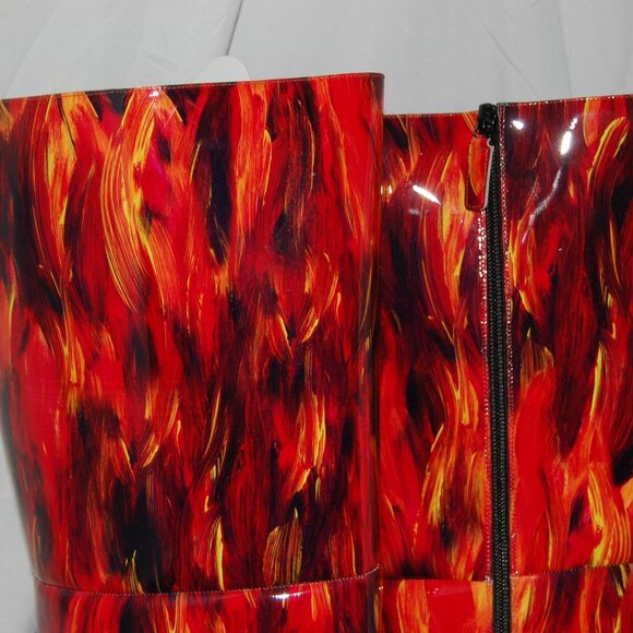 38/7.5❤️Made ITALY VON BERLIN RED Patent Leather Over Knee High HEELS Boots OTK - Picture 8 of 14